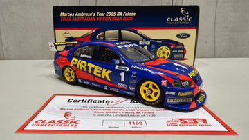 MARCOS AMBROSE'S YEAR 2005 BA FALCON "FINAL AUSTRALIAN V8 SUPERCAR RACE - 1:18 SCALE DIECAST MODEL - CLASSIC CARLECTABLES