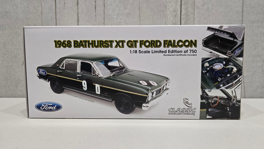 FRED GIBSON - BARRY SETON - 1968 BATHURST XT GT FORD FALCON #9D - 1:18 SCALE DIECAST MODEL - CLASSIC CARLECTABLES