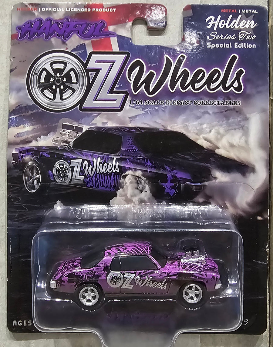 OZ WHEELS - HANDFUL - PURPLE OZ WHEELS LIVERY - BLOWN HOLDEN HQ MONARO COUPE - SUPER CHASE  EDITION - 1:64 SCALE DIECAST MODEL - SERIES 2- DDA