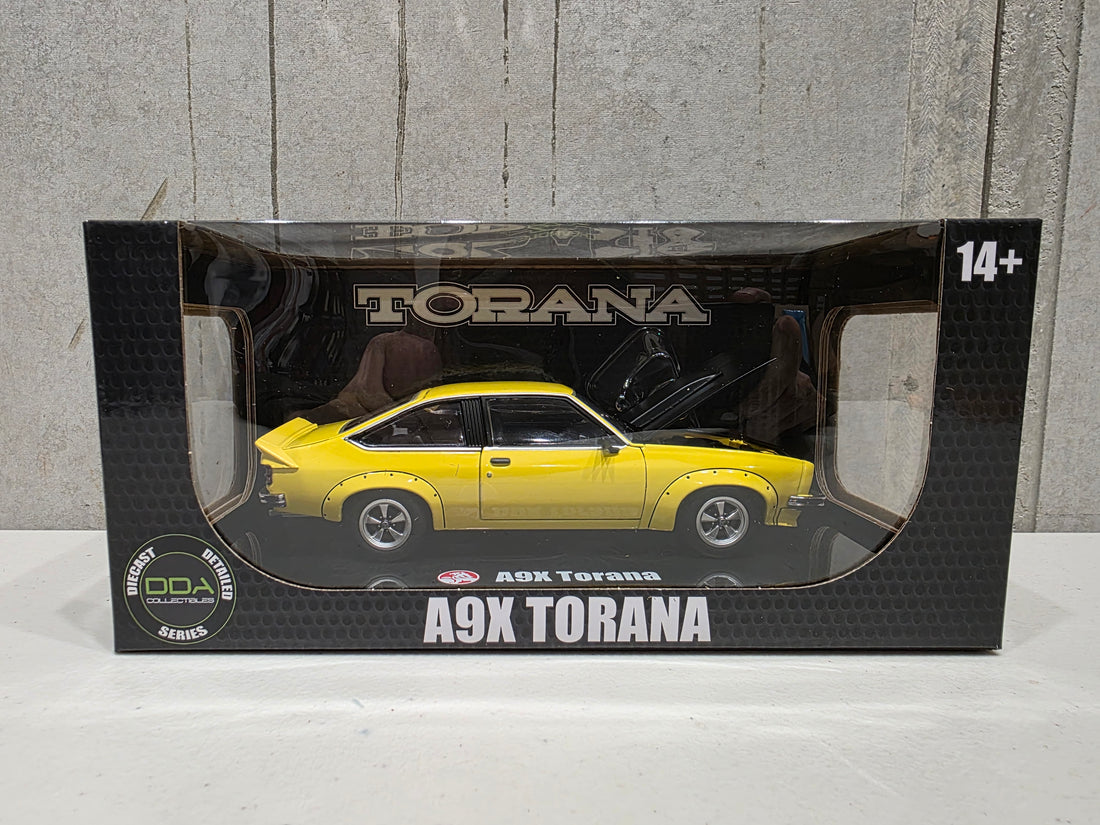 A9X TORANA 308 FACTORY CAR - YELLOW - 1:24 SCALE DIECAST MODEL - DDA