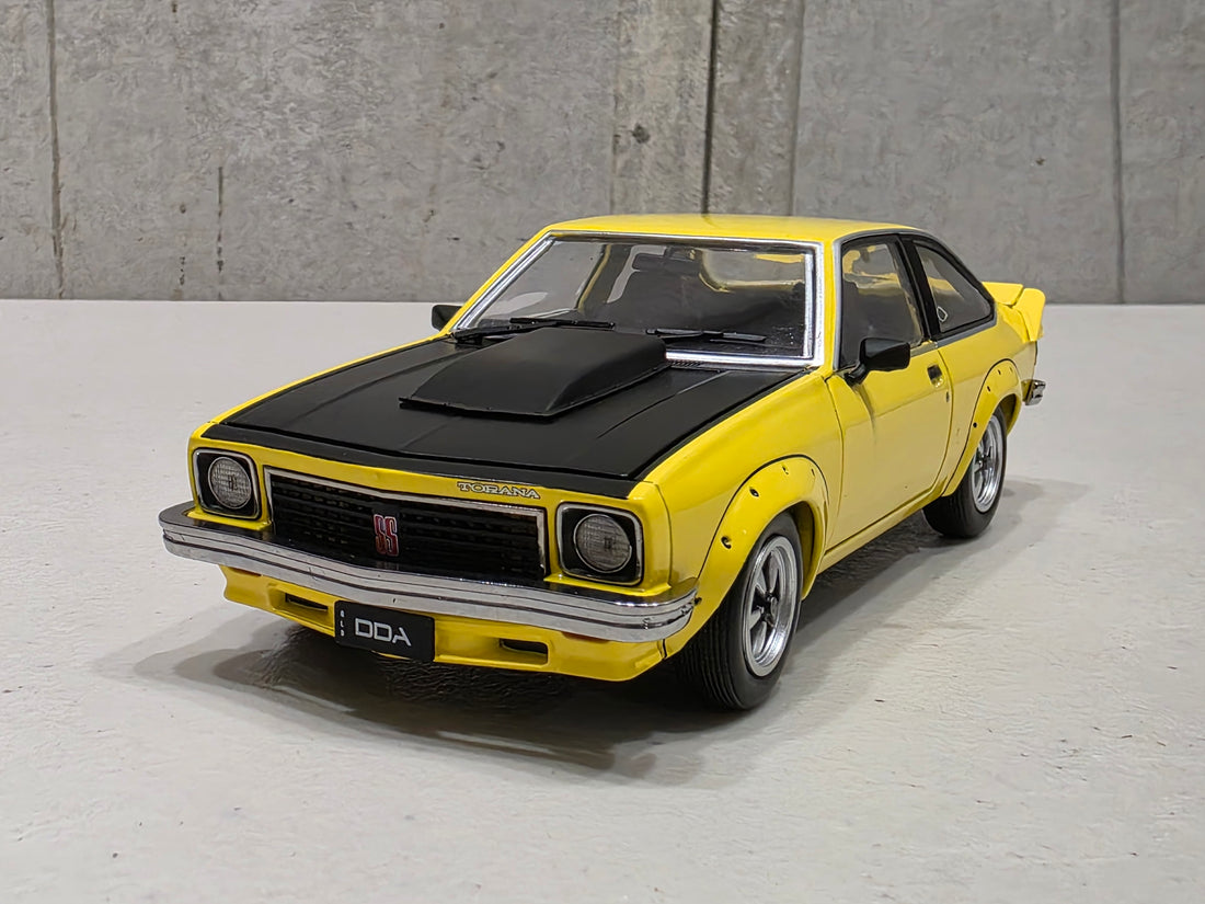 A9X TORANA 308 FACTORY CAR - YELLOW - 1:24 SCALE DIECAST MODEL - DDA