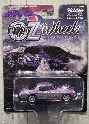 OZ WHEELS - HANDFUL - PURPLE OZ WHEELS LIVERY - BLOWN HOLDEN HQ MONARO COUPE - CHASE  EDITION - 1:64 SCALE DIECAST MODEL - SERIES 2- DDA