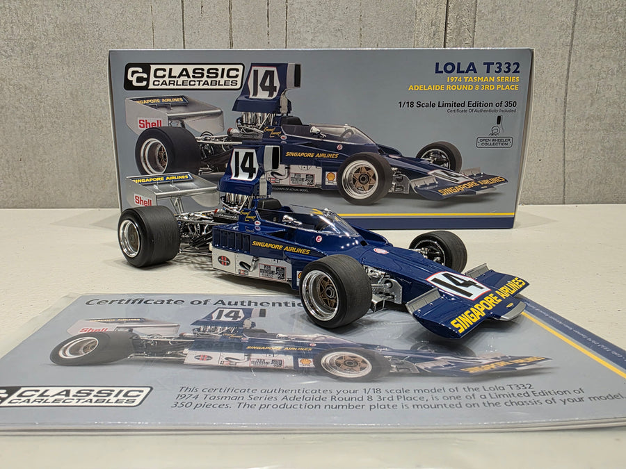 1974 Tasman Series Adelaide 3rd Place - Lola T332 - 1:18 Scale Diecast Model - Classic Carlectables