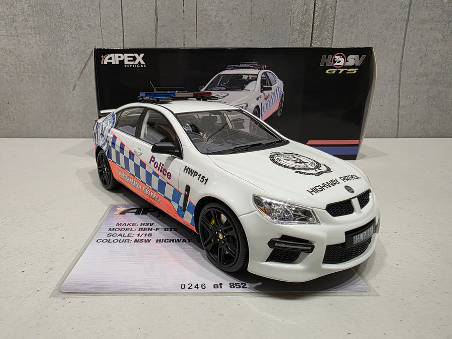 2013 VF HSV GEN-F GTS - NSW POLICE CAR - 1:18 SCALE MODEL - APEX REPLICAS