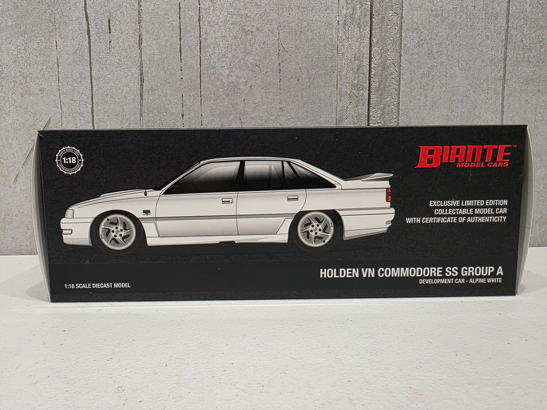 HOLDEN VN COMMODORE SS GROUP A DEVELOPMENT CAR - ALPINE WHITE - 1:18 SCALE DIECAST MODEL - BIANTE