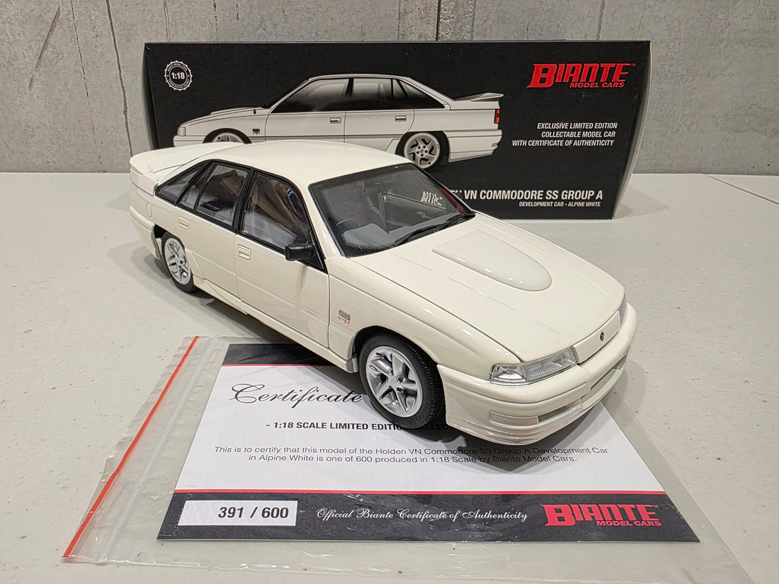 HOLDEN VN COMMODORE SS GROUP A DEVELOPMENT CAR - ALPINE WHITE - 1:18 SCALE DIECAST MODEL - BIANTE
