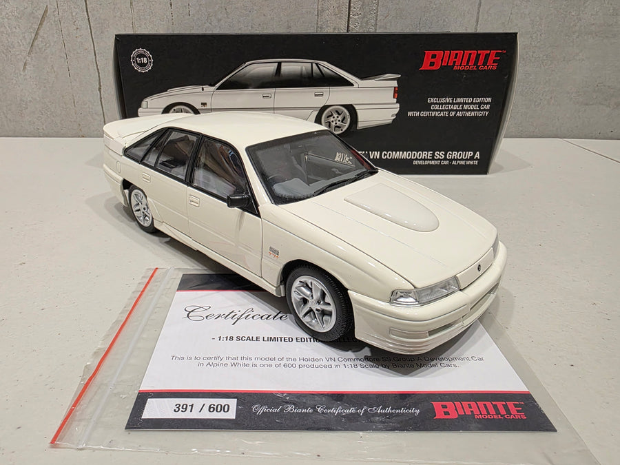 HOLDEN VN COMMODORE SS GROUP A DEVELOPMENT CAR - ALPINE WHITE - 1:18 SCALE DIECAST MODEL - BIANTE