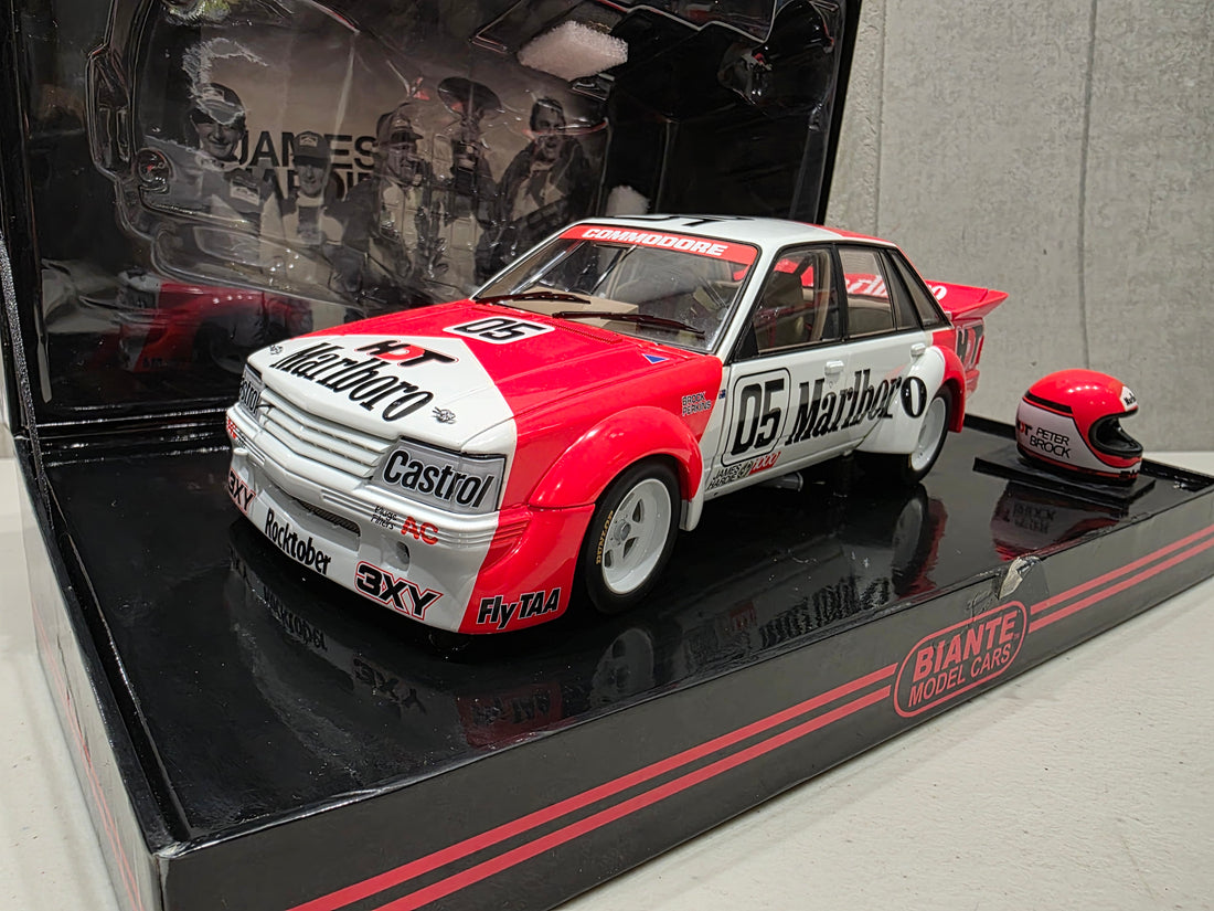 PETER BROCK - LARRY PERKINS - HOLDEN DEALER TEAM - VK COMMODORE - 1984 BATHURST WINNER - 1:18 SCALE DIECAST WITH HELMET - BIANTE