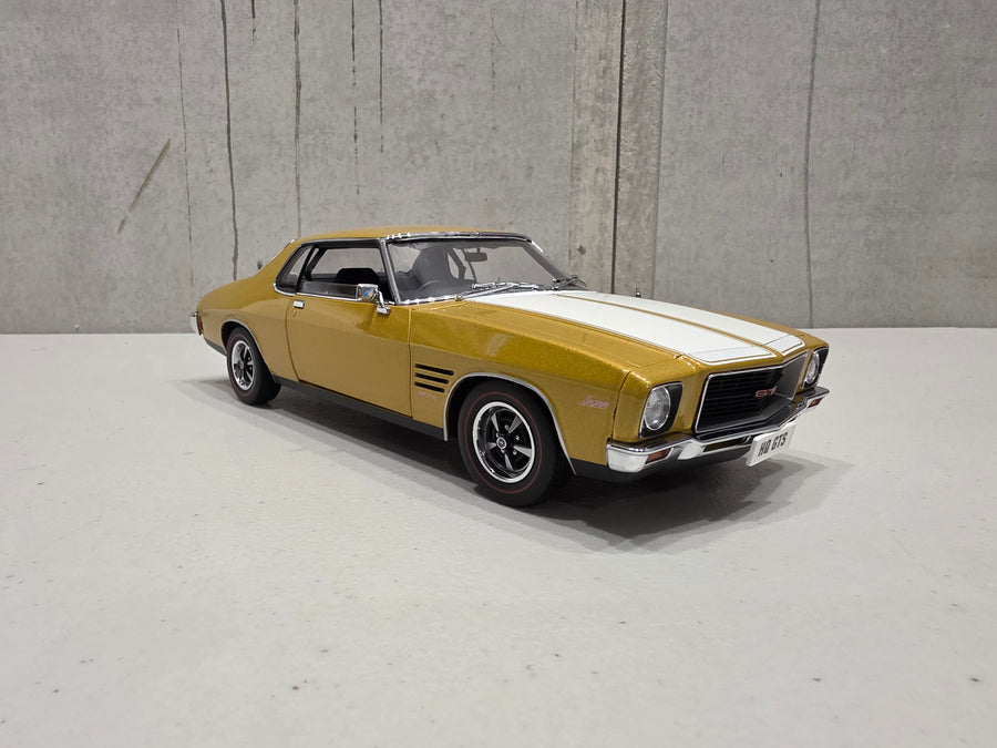 HOLDEN HQ GTS MONARO - SUNBURST METALLIC WITH WHITE STRIPES - 1:18 SCALE DIECAST MODEL