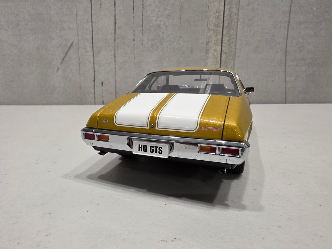 HOLDEN HQ GTS MONARO - SUNBURST METALLIC WITH WHITE STRIPES - 1:18 SCALE DIECAST MODEL