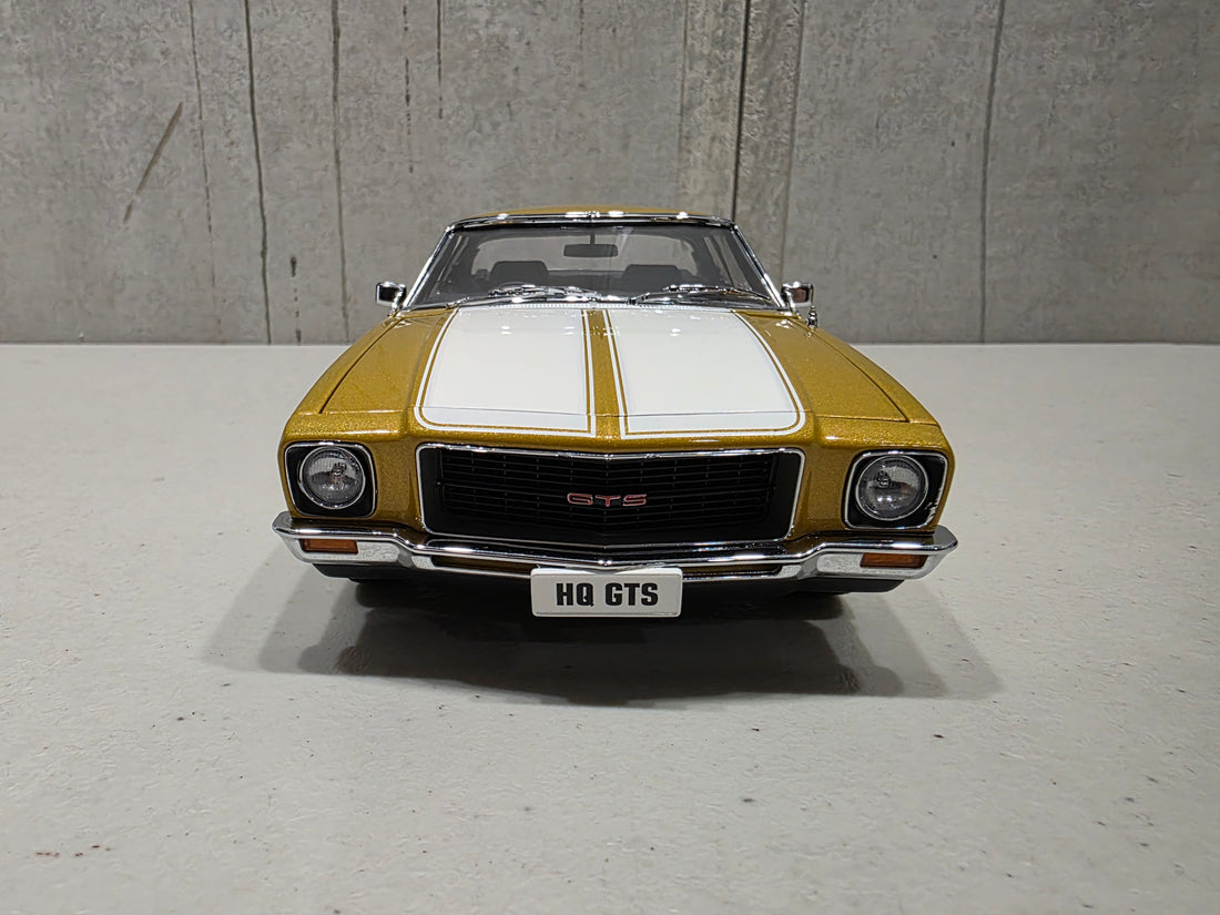 HOLDEN HQ GTS MONARO - SUNBURST METALLIC WITH WHITE STRIPES - 1:18 SCALE DIECAST MODEL