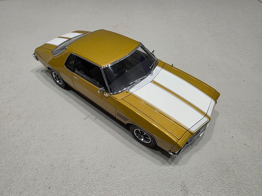 HOLDEN HQ GTS MONARO - SUNBURST METALLIC WITH WHITE STRIPES - 1:18 SCALE DIECAST MODEL
