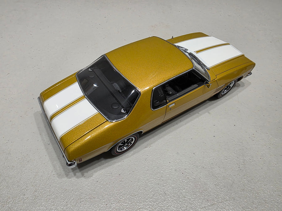 HOLDEN HQ GTS MONARO - SUNBURST METALLIC WITH WHITE STRIPES - 1:18 SCALE DIECAST MODEL