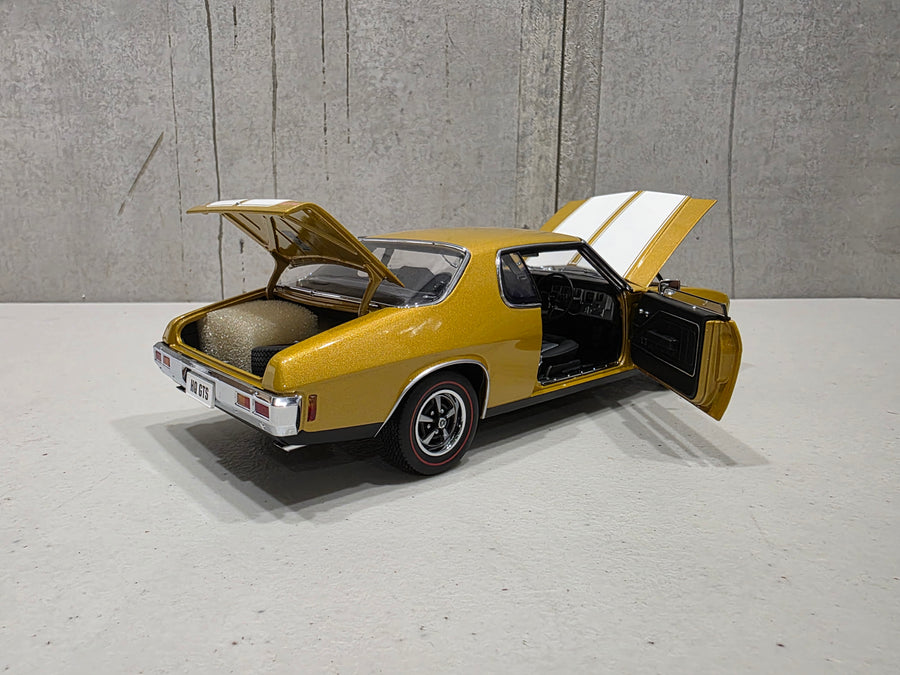HOLDEN HQ GTS MONARO - SUNBURST METALLIC WITH WHITE STRIPES - 1:18 SCALE DIECAST MODEL