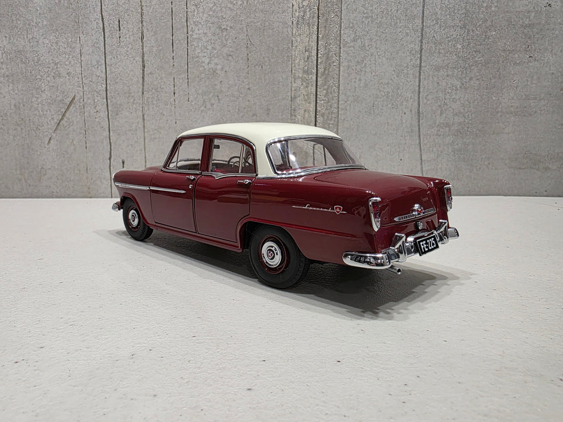 HOLDEN FE SPECIAL - CASCADE WHITE OVER ETNA MAROON - 1:18 SCALE DIECAST MODEL