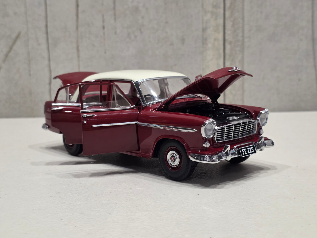 HOLDEN FE SPECIAL - CASCADE WHITE OVER ETNA MAROON - 1:18 SCALE DIECAST MODEL