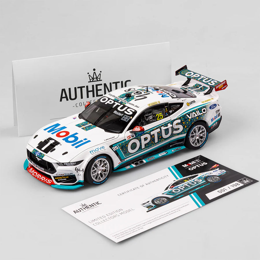 Chaz Mostert - Mobil 1 Optus Racing #25 Ford Mustang GT - 2023 Darwin Triple Crown Indigenous Round -1:18 Scale Diecast Model - Authentic Collectables