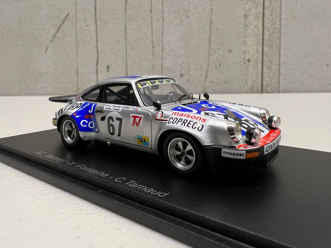 Porsche 911 RS 3.0 No.67 11th 24H Le Mans 1975 - A-C. Verney -Y. Fontaine - C. Tarnaud - 1:43 Scale Resin Model Car - Spark