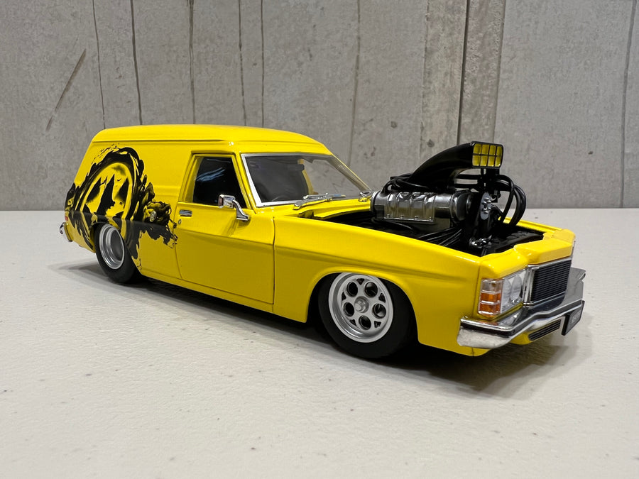 HOLDEN HJ "GRIM REAPER" PANEL VAN - YELLOW BLOWN PLANEL VAN - 1:24 SCALE DIECAST MODEL - DDA