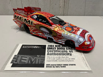 2004 GARY SCELZI HEMI POWERED OAKLEY DODGE STRATUS NHRA FUNNY CAR - 1:16 SCALE MODEL - MILESTONE