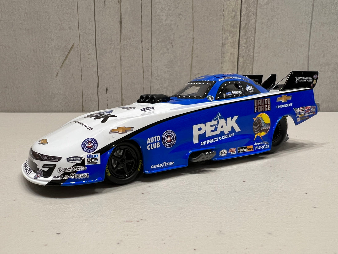 AUTO WORLD 2021 JOHN FORCE PEAK FUNNY CAR 1:24 SCALE DIECAST