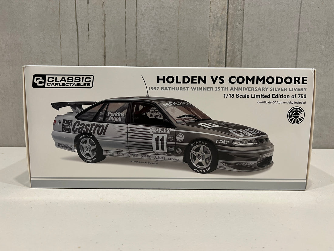 HOLDEN VS COMMODORE 1997 BATHURST WINNER 25th ANNIVERSARY SILVER LIVERY 1:18 DIECAST MODEL - RRP $299 NOW $249