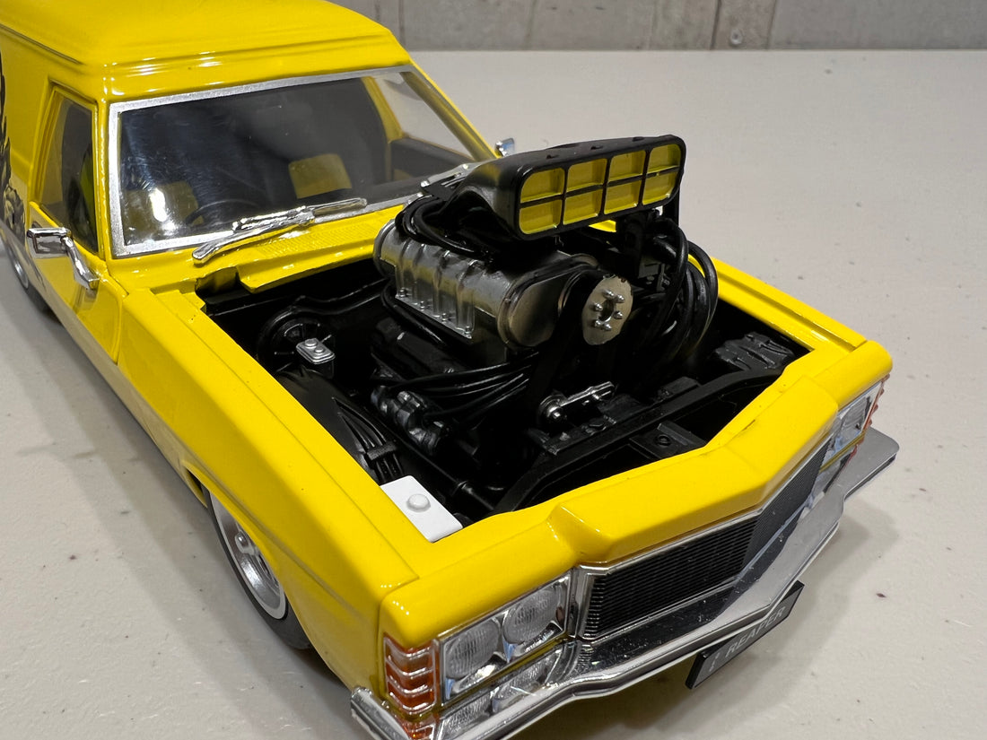 HOLDEN HJ "GRIM REAPER" PANEL VAN - YELLOW BLOWN PLANEL VAN - 1:24 SCALE DIECAST MODEL - DDA