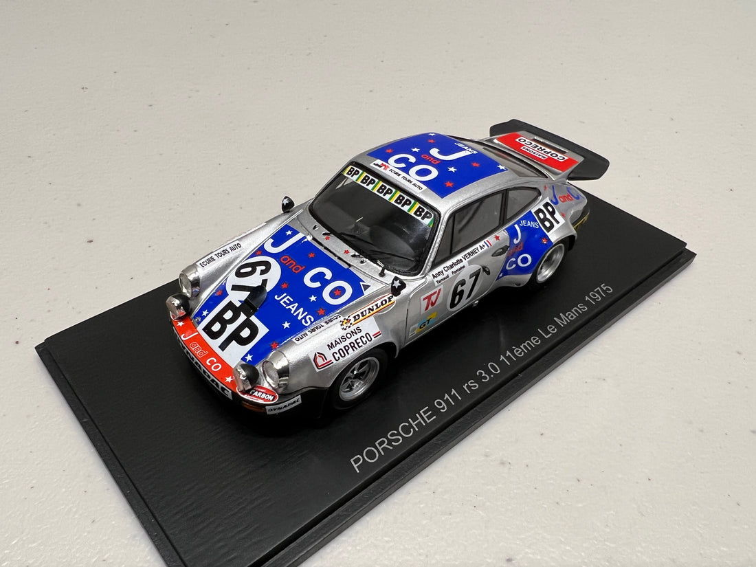 Porsche 911 RS 3.0 No.67 11th 24H Le Mans 1975 - A-C. Verney -Y. Fontaine - C. Tarnaud - 1:43 Scale Resin Model Car - Spark