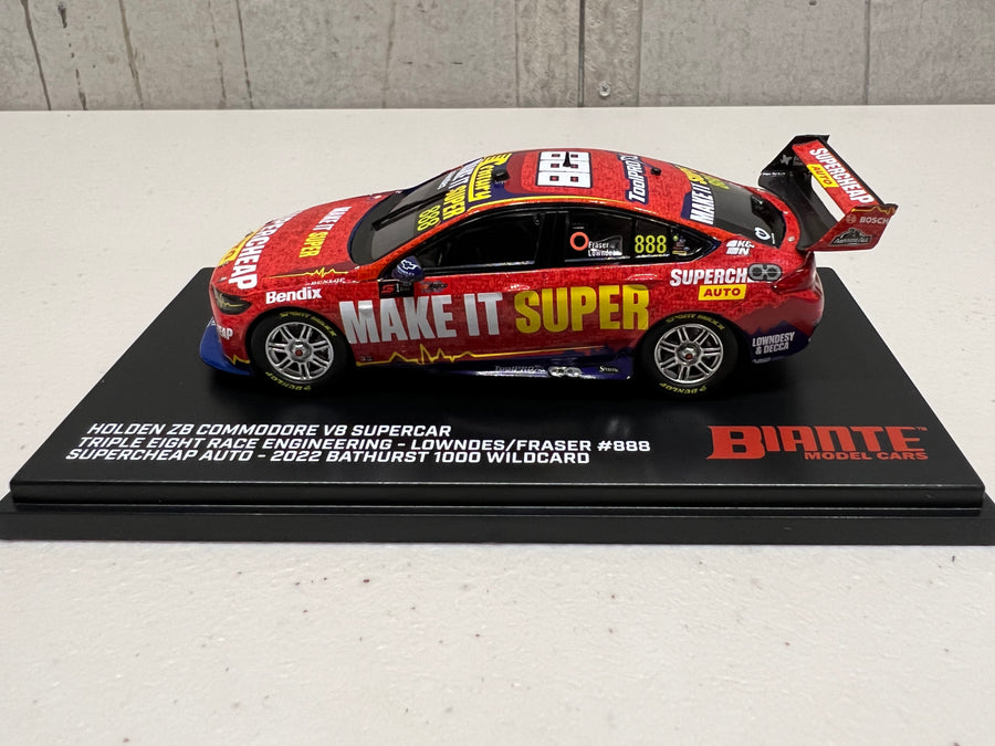 HOLDEN ZB COMMODORE - TRIPLE EIGHT RACE ENGINEERING - SUPERCHEAP AUTO RACING - LOWNDES/FRASER #888 - 2022 Bathurst 1000 - 1:43 Scale Diecast Model Car