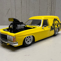 HOLDEN HJ "GRIM REAPER" PANEL VAN - YELLOW BLOWN PLANEL VAN - 1:24 SCALE DIECAST MODEL - DDA