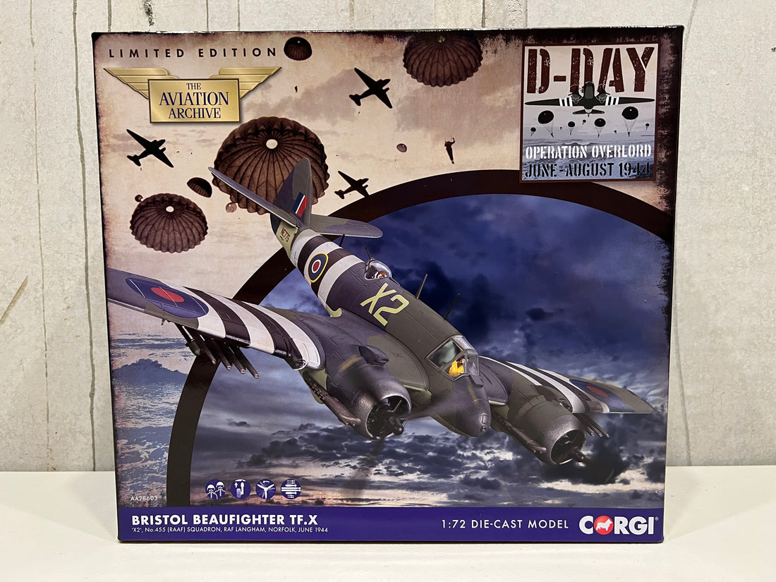 CORGI BRISTOL BEAUFIGHTER TF.X, NE775/X2, 455 SQN RAAF, LANGHAM, NORFOLK, JUNE 1 - 1:72 SCALE DIECAST MODEL