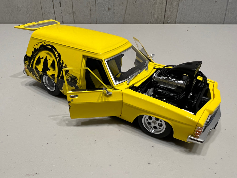 HOLDEN HJ "GRIM REAPER" PANEL VAN - YELLOW BLOWN PLANEL VAN - 1:24 SCALE DIECAST MODEL - DDA