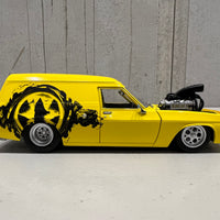 HOLDEN HJ "GRIM REAPER" PANEL VAN - YELLOW BLOWN PLANEL VAN - 1:24 SCALE DIECAST MODEL - DDA