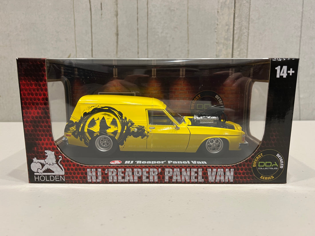 HOLDEN HJ "GRIM REAPER" PANEL VAN - YELLOW BLOWN PLANEL VAN - 1:24 SCALE DIECAST MODEL - DDA