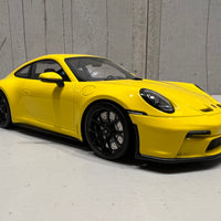 PORSCHE 911 (992) GT3 TOURING - 2022 - YELLOW W/BLACK WHEELS - 1:18 Scale Resin Model Car - Minichamps