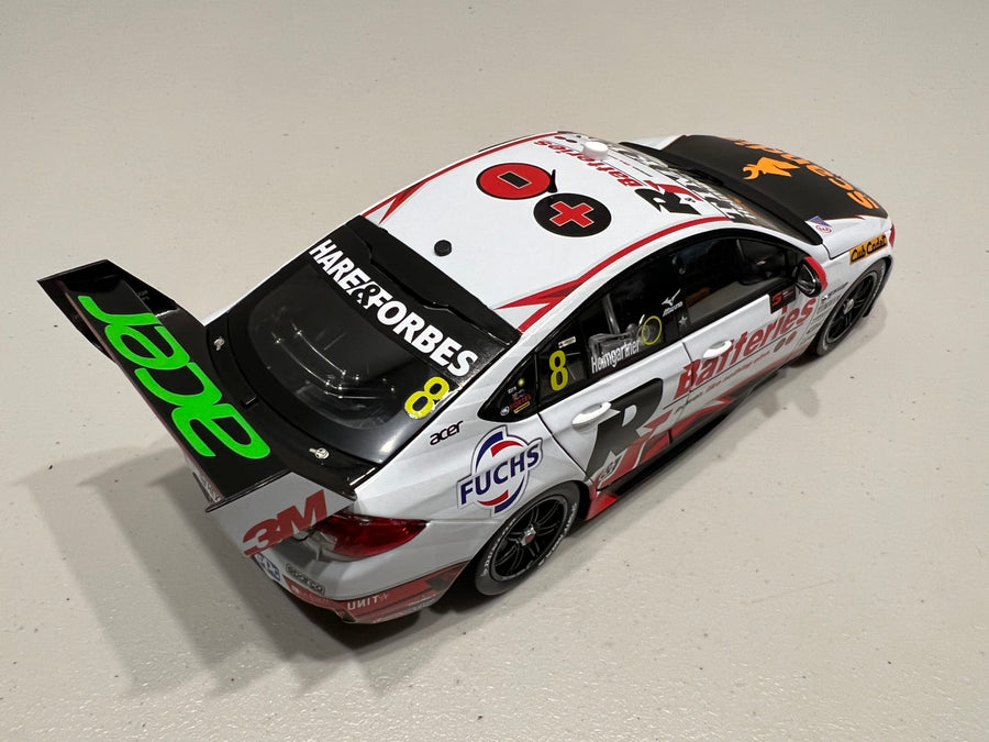 HOLDEN ZB COMMODORE - BJR - ANDRE HEIMGARTNER #8 R&J Batteries/Scandia - Bunnings Trade Perth Supernight Race 11 3RD PLACE - 1:18 Scale Diecast Model Car - BIANTE