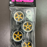 RAD GOLD CENTERED STAGGERED WHEEL & TYRE SET - 1:18 SCALE