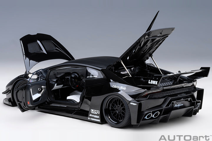 LIBERTY WALK LB SILHOUETTE WORKS HURACAN GT (BLACK) - 1:18 Scale Model - AUTOart