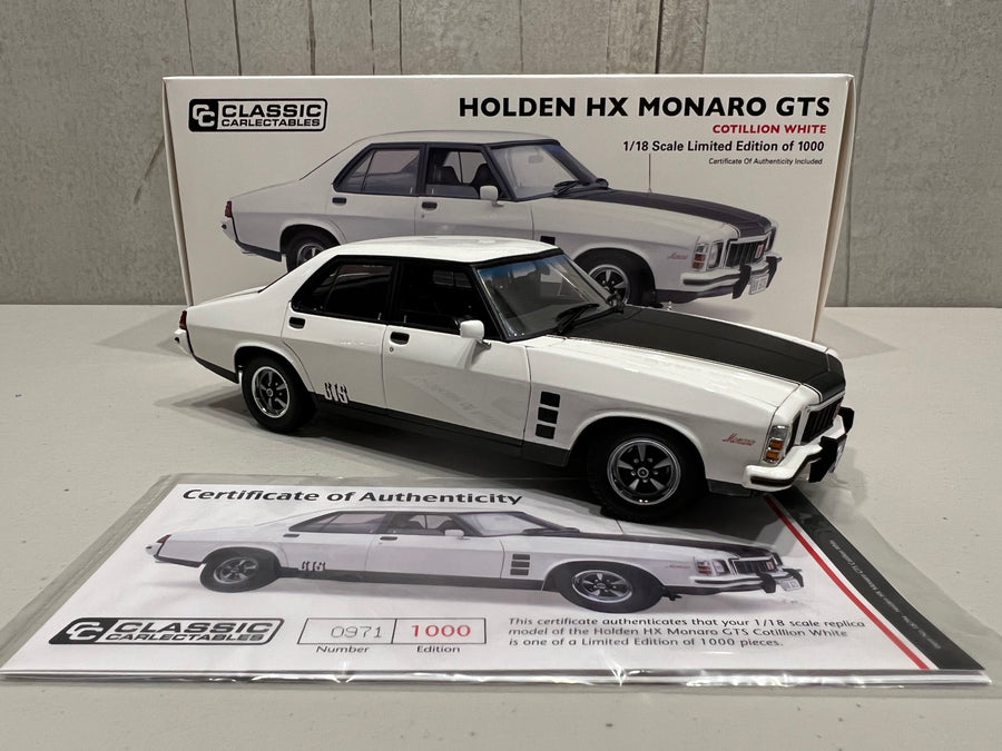 HOLDEN HX MONARO GTS SEDAN – COTILLION WHITE - 1:18 DIECAST MODEL