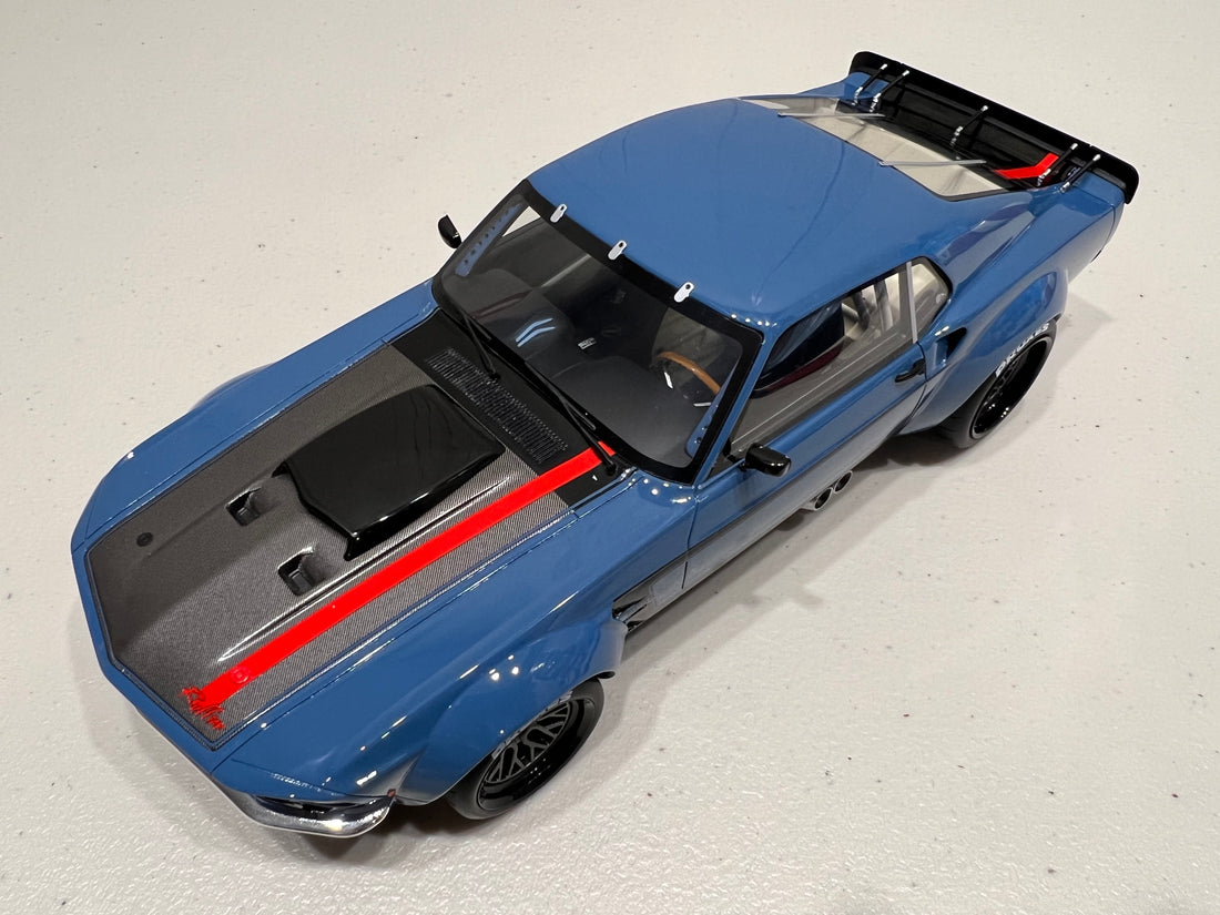 1970 FORD MUSTANG WIDEBODY BY RUFFIAN - BLUE - 1:18 SCALE MODEL - GT Sprint