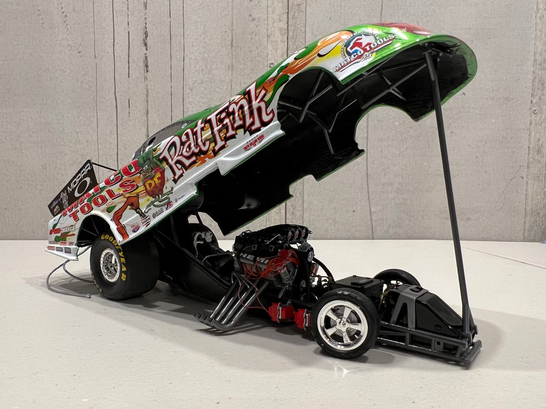 WHIT BAZMORE - 2004 MATCO TOOLS RAT FINK FUNNY CAR - 1:16 SCALE MODEL - MILESTONE