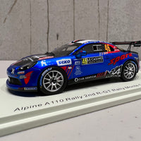 Alpine A110 Rally No.46 2nd R-GT Rally Monte Carlo 2022 - Manu Guigou - Kévin Bronner - 1:43 Scale Resin Model Car - Spark