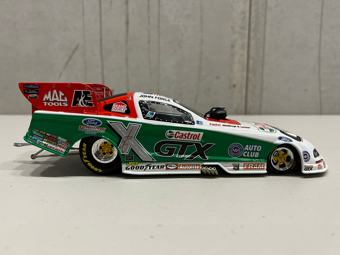 JOHN FORCE 2006 CASTROL GTX MUSTANG FUNNY CAR - 1:24 SCALE DIECAST MODEL - ACTION