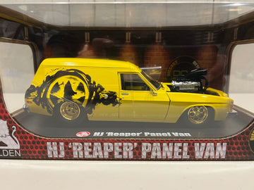 “GOLD CHASE PIECE” HOLDEN HJ "GRIM REAPER" PANEL VAN - YELLOW BLOWN PLANEL VAN - 1:24 SCALE DIECAST MODEL - DDA