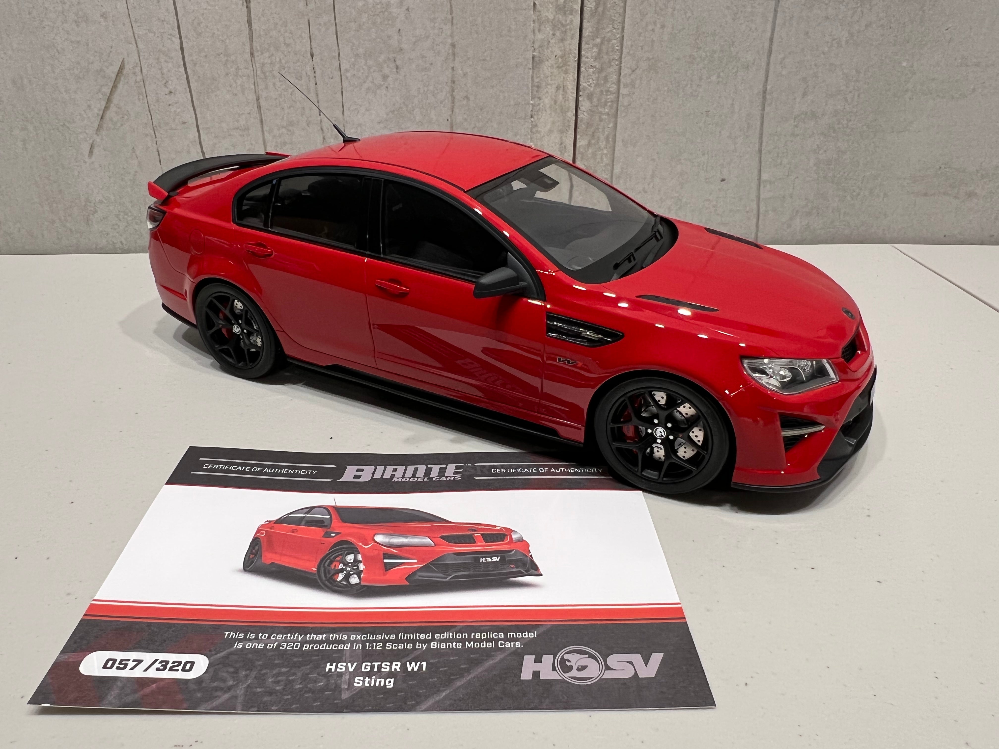 HSV GTSR W1 STING RED - 1:12 Scale Resin Model Car - BIANTE – Elite ...