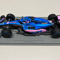 Fernando Alonso - Alpine A522 No.14 BWT Alpine F1 Team - 7th Monaco GP 2022 - With Acrylic Cover - 1:18 Scale Resin Model Car
