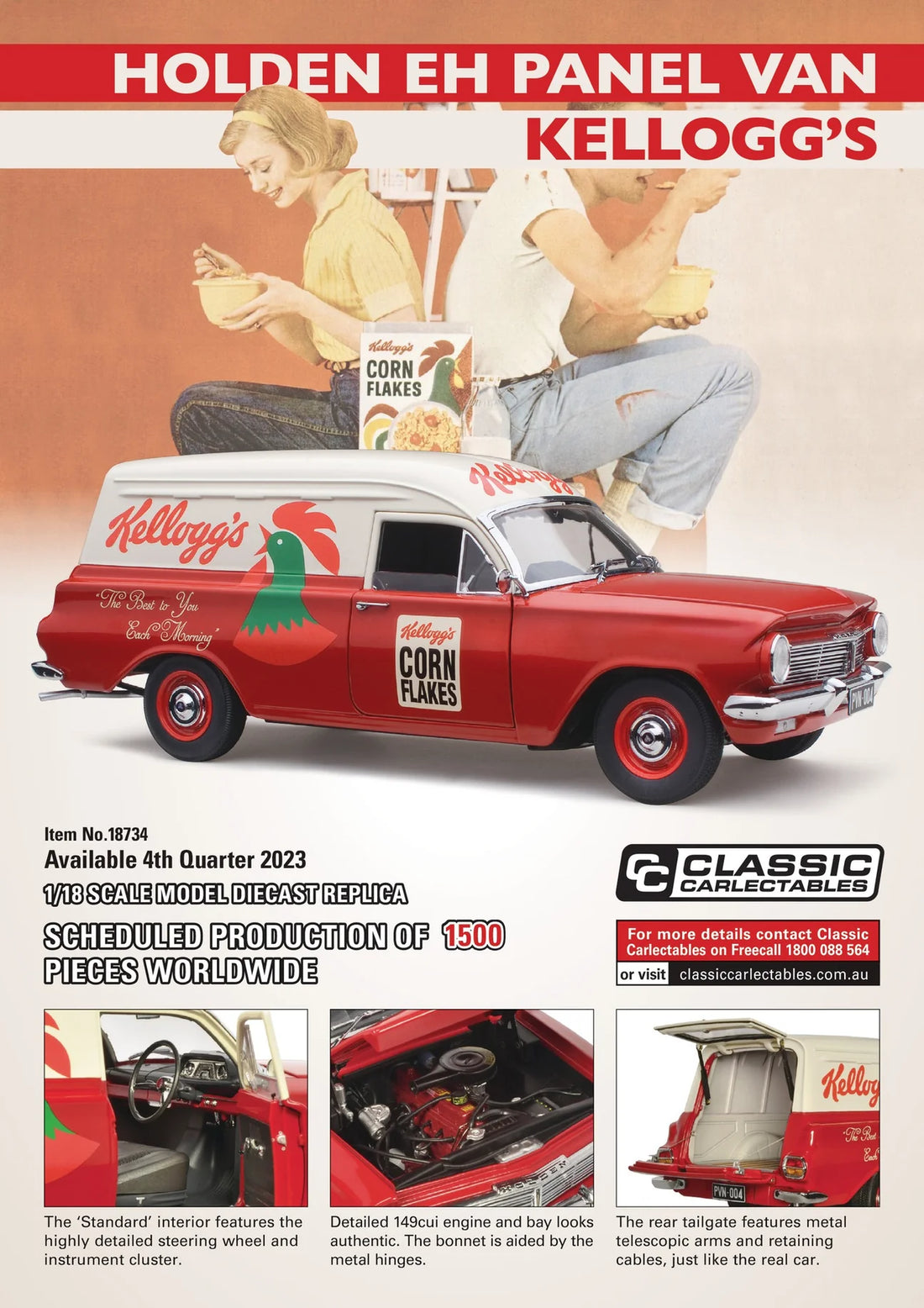 HOLDEN EH PANEL VAN KELLOGG’S "TASTES OF AUSTRALIA COLLECTION"- 1:18 SCALE DIECAST