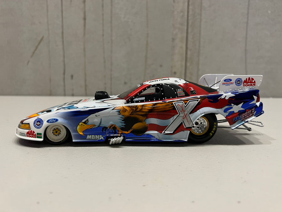 2004 JOHN FORCE & NORWALK RACEWAY PARK "FREEDOM'S FLIGHT" CASTROL GTX MUSTANG FUNNY CAR - 1:24 SCALE DIECAST MODEL - ACTION