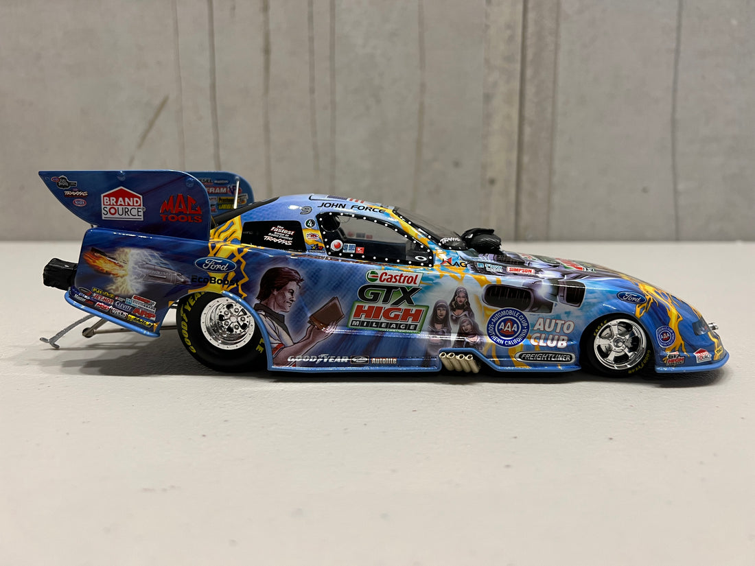 2012 John Force Castrol Comic Book Car Mustang Funny Car - 1:24 Scale Diecast Model - Action