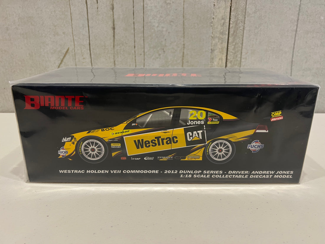 ANDREW JONES - 2012 WESTRAC HOLDEN VEII COMMODORE - DUNLOP SERIES - 1:18 SCALE DIECAST MODEL - BIANTE